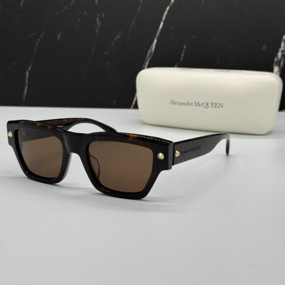 NEW AM0409S 002 ALEXANDER MCQUEEN SUNGLASSES HAVANA EYEWEAR ALEXANDER MCQUEEN - Picture 2 of 12